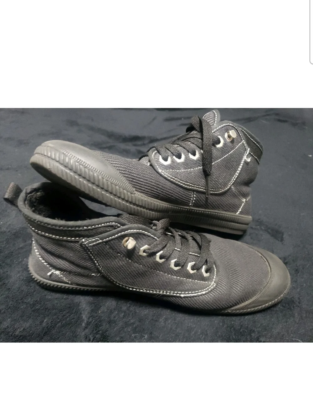 Men's 7 Volley Black High-Top Canvas Sneakers Shoes Boot Lace Up Womens 9